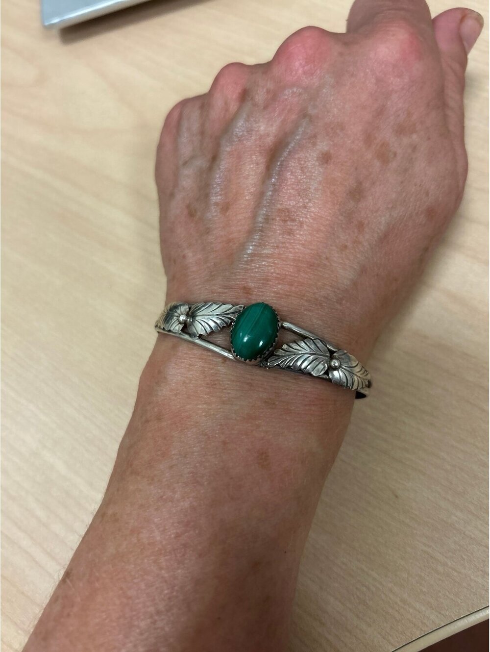 Native Sterling silver Malachite cuff bracelet